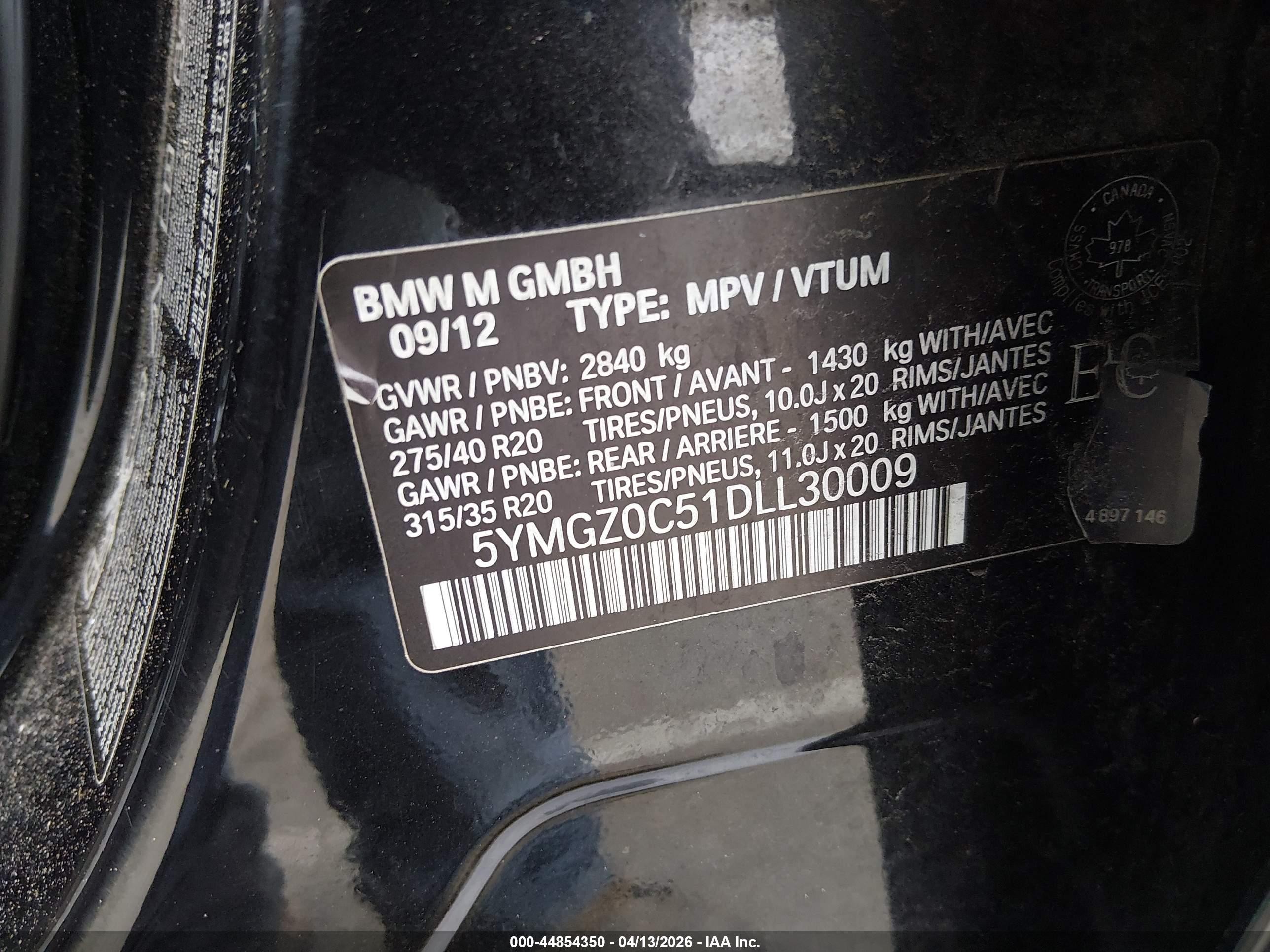 2013 Bmw X6 M   Black vin: 5YMGZ0C51DLL30009