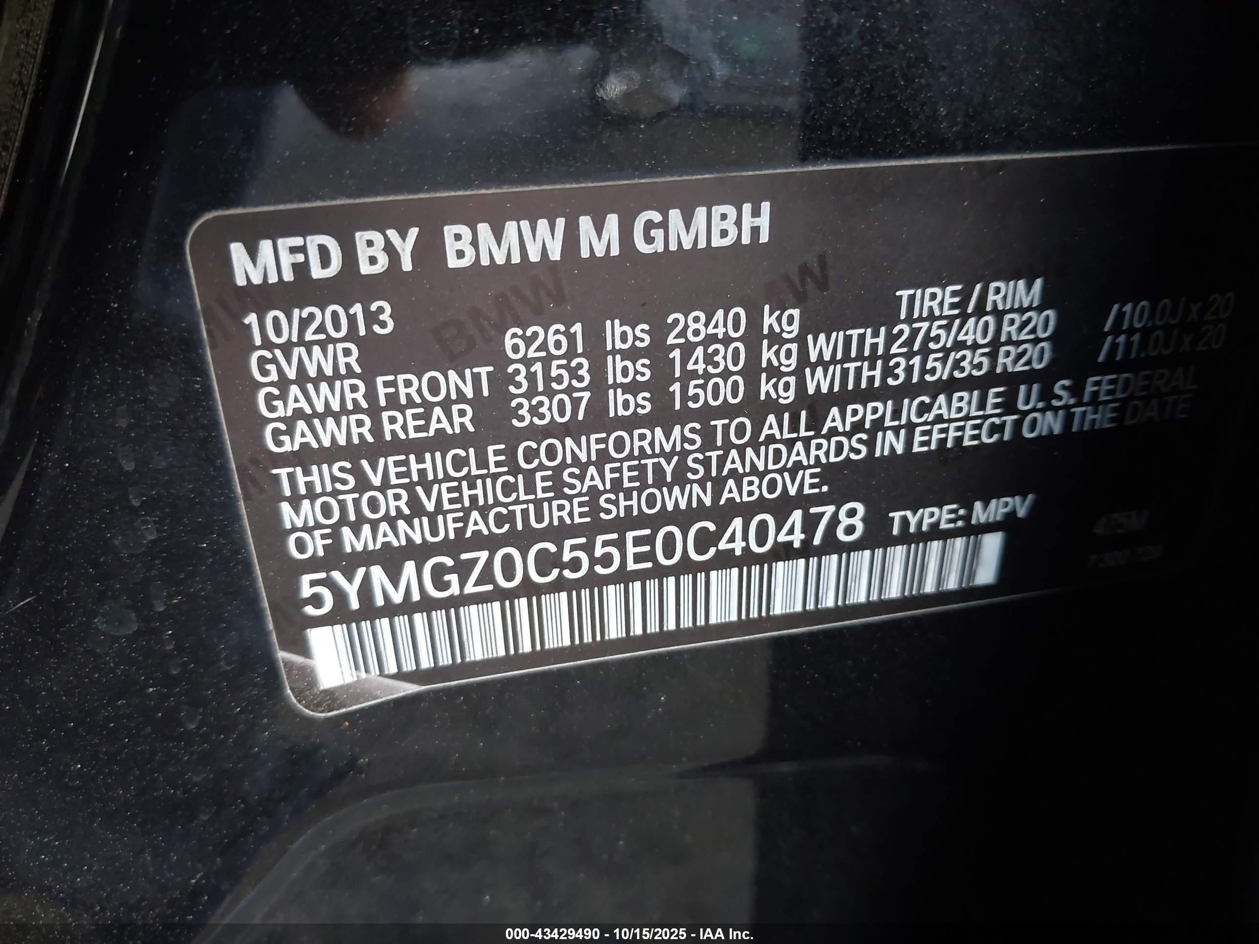 2014 Bmw X6 M   Black vin: 5YMGZ0C55E0C40478
