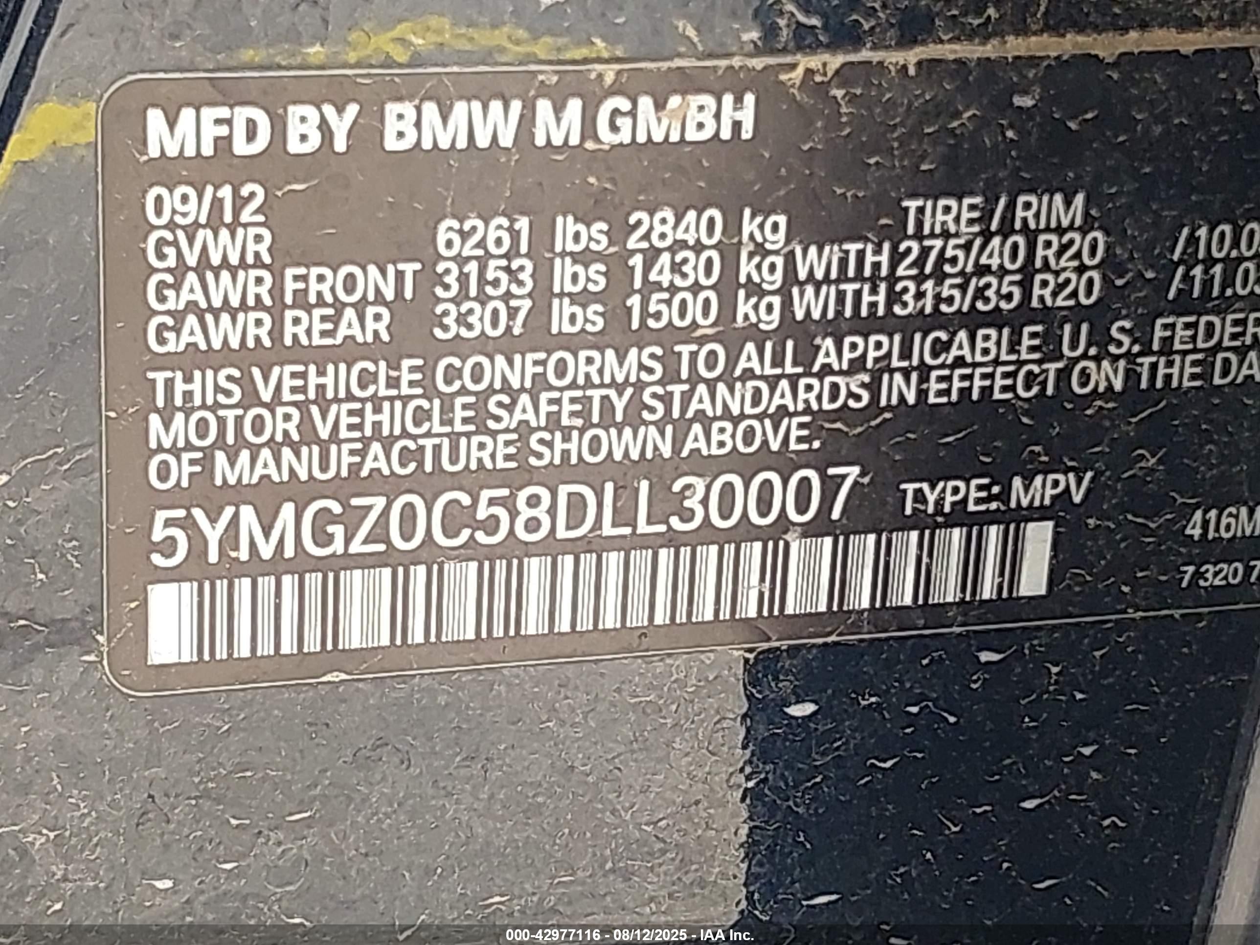 2013 Bmw X6 M   Black vin: 5YMGZ0C58DLL30007