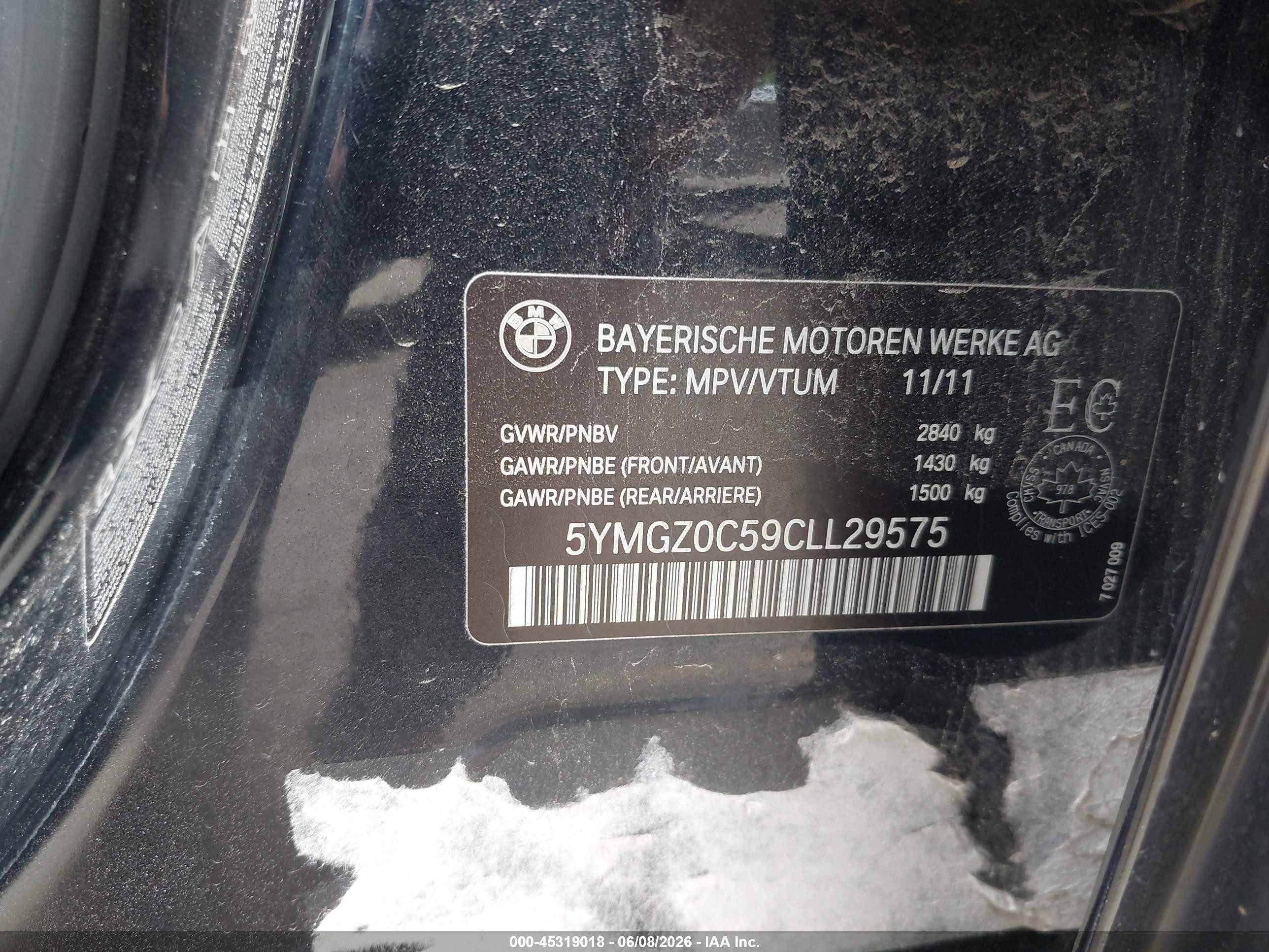 2012 Bmw X6 M   Black vin: 5YMGZ0C59CLL29575