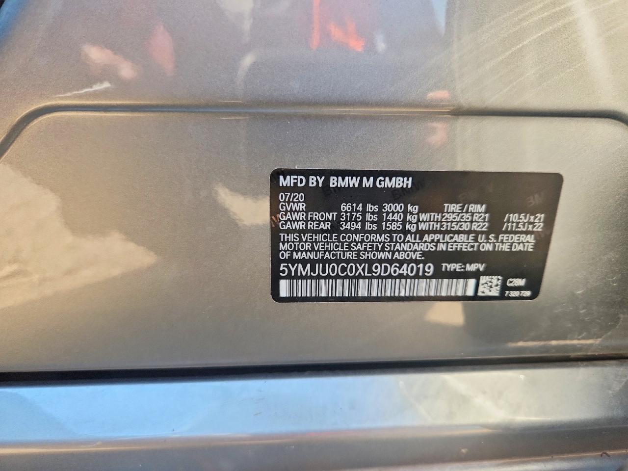 2020 Bmw X5 M Silver vin: 5YMJU0C0XL9D64019