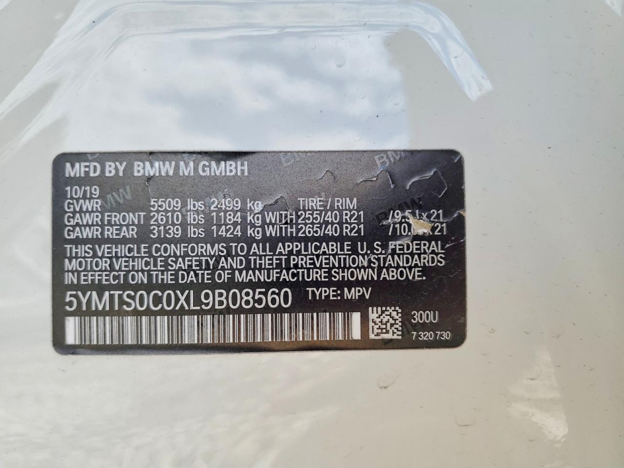 2020 Bmw X3 M Competition White vin: 5YMTS0C0XL9B08560