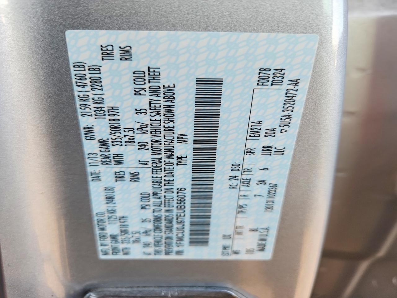 2014 Ford Escape Titanium Серебряный vin: 1FMCU0J97EUB56076