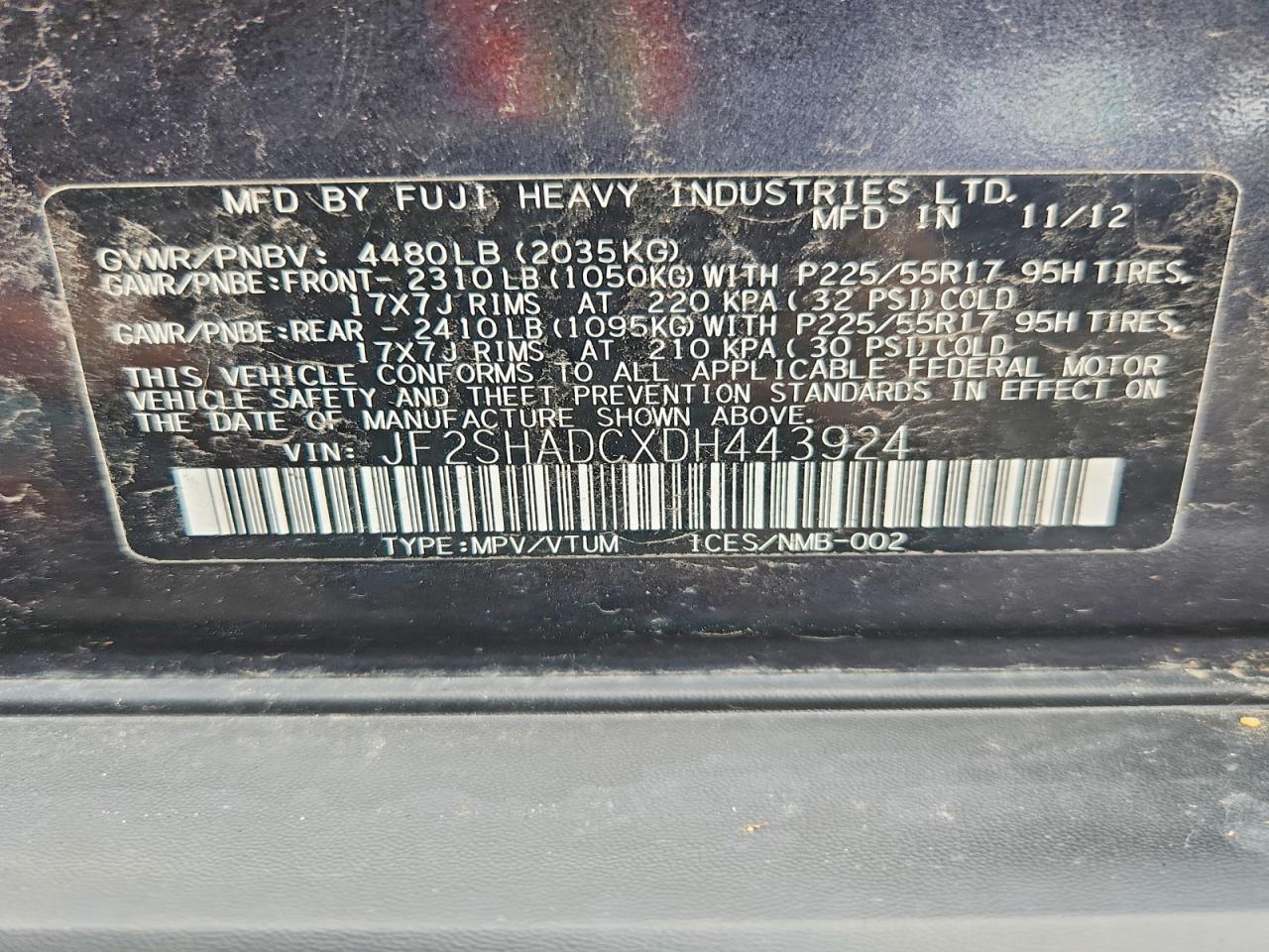 2013 Subaru Forester 2.5x Premium Blue vin: JF2SHADCXDH443924