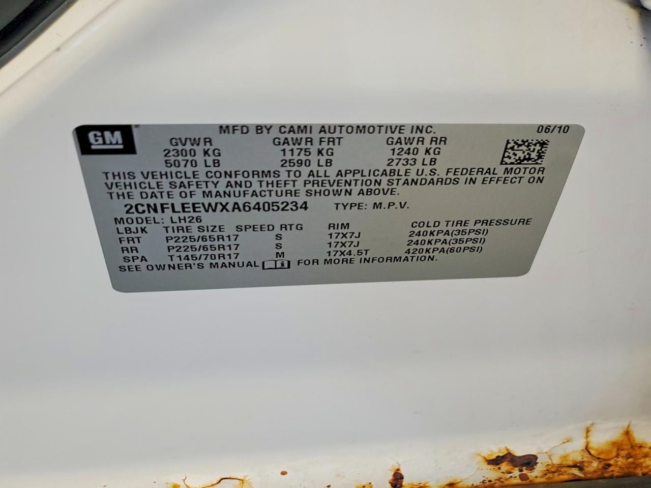 2010 Chevrolet Equinox Lt White vin: 2CNFLEEWXA6405234