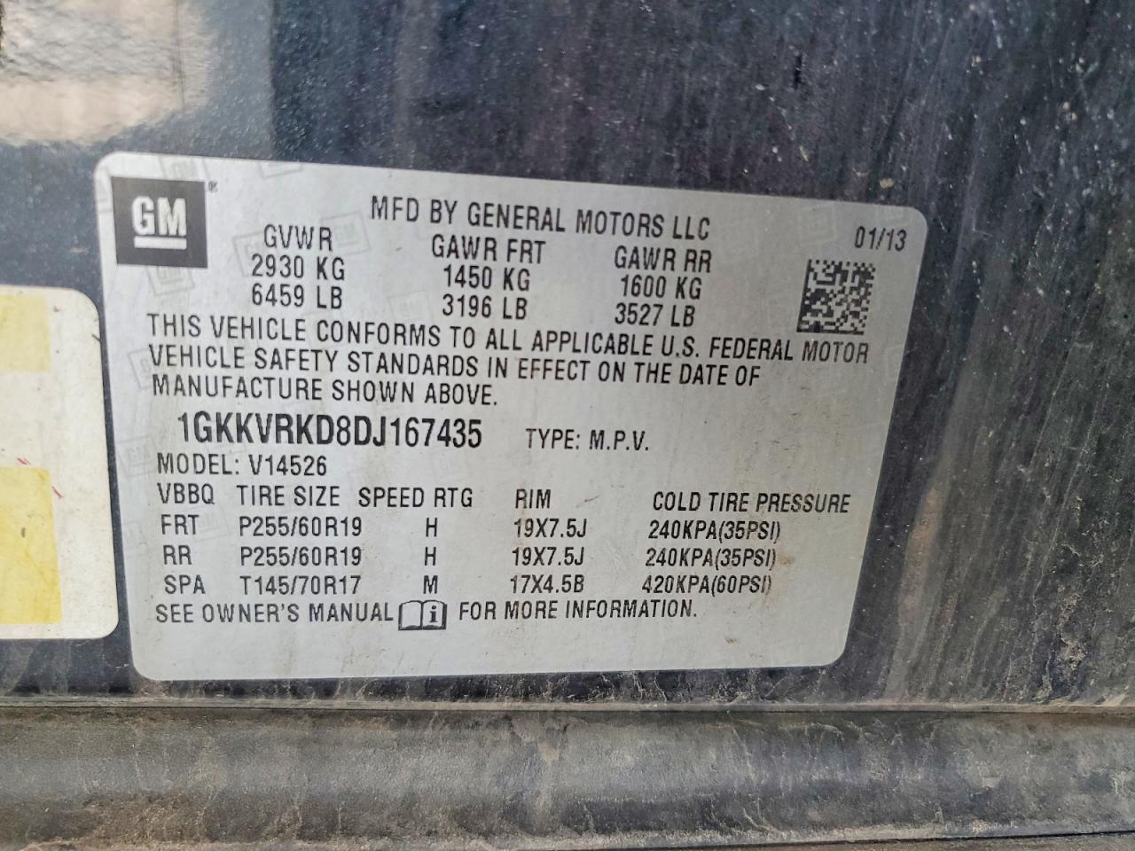 2013 Gmc Acadia Slt-1 Black vin: 1GKKVRKD8DJ167435