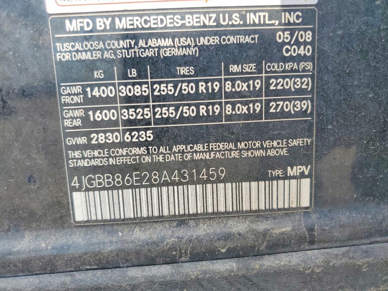 2008 Mercedes-benz Ml 350 Black vin: 4JGBB86E28A431459