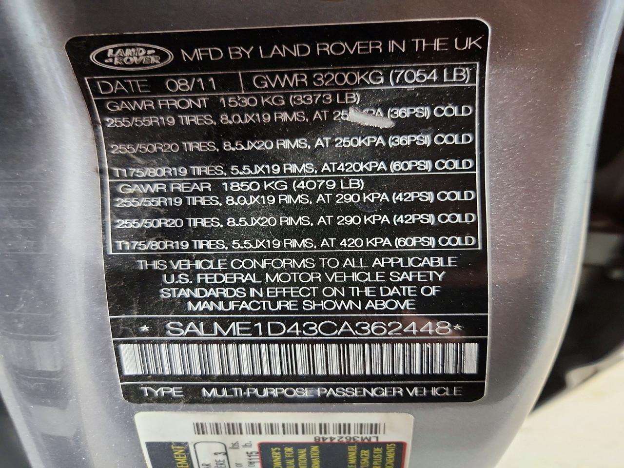 2012 Land Rover Range Rover Hse Silver vin: SALME1D43CA362448