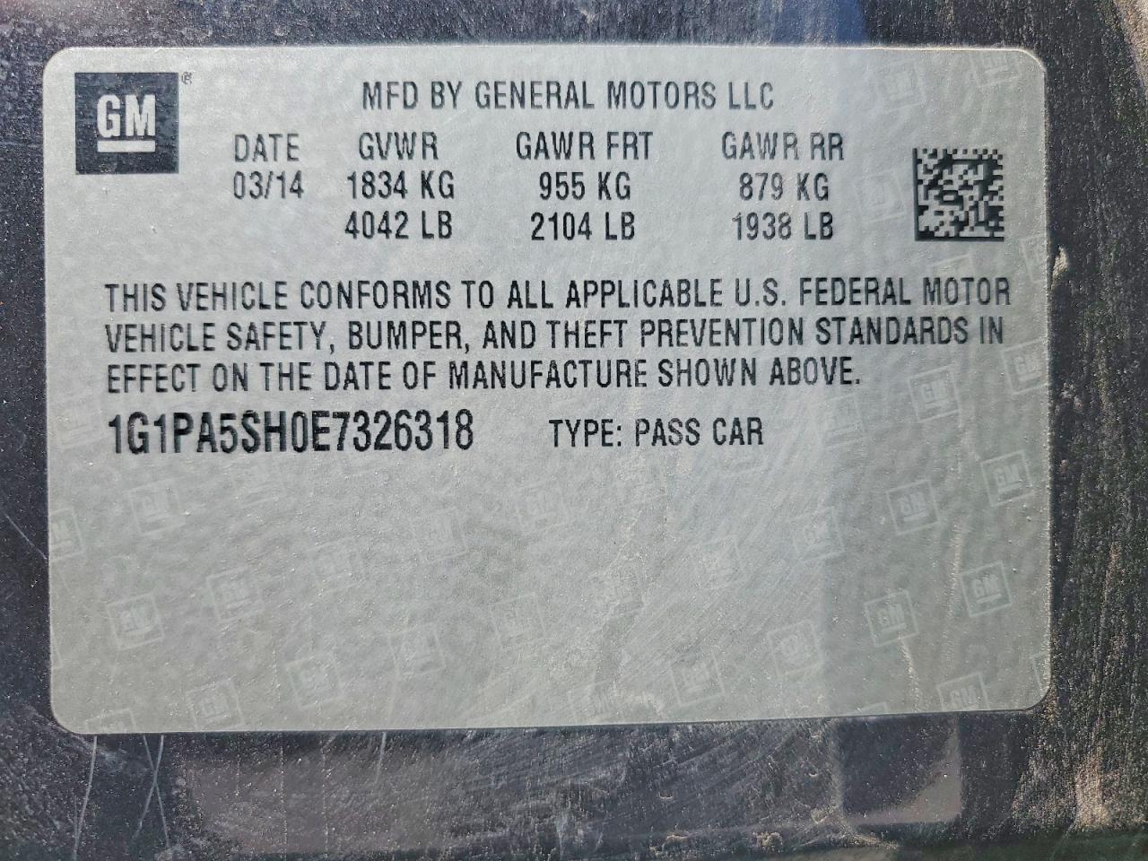 2014 Chevrolet Cruze Ls Charcoal vin: 1G1PA5SH0E7326318