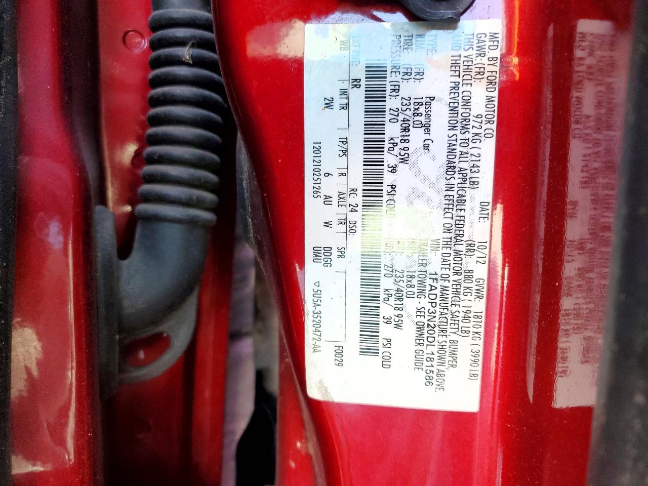 2013 Ford Focus Titanium Red vin: 1FADP3N20DL181586