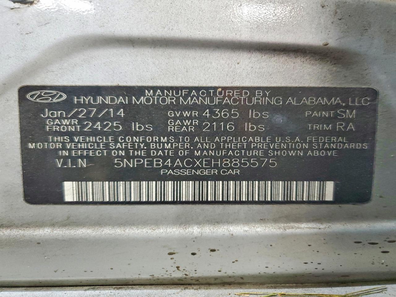 2014 Hyundai Sonata Gls Silver vin: 5NPEB4ACXEH885575