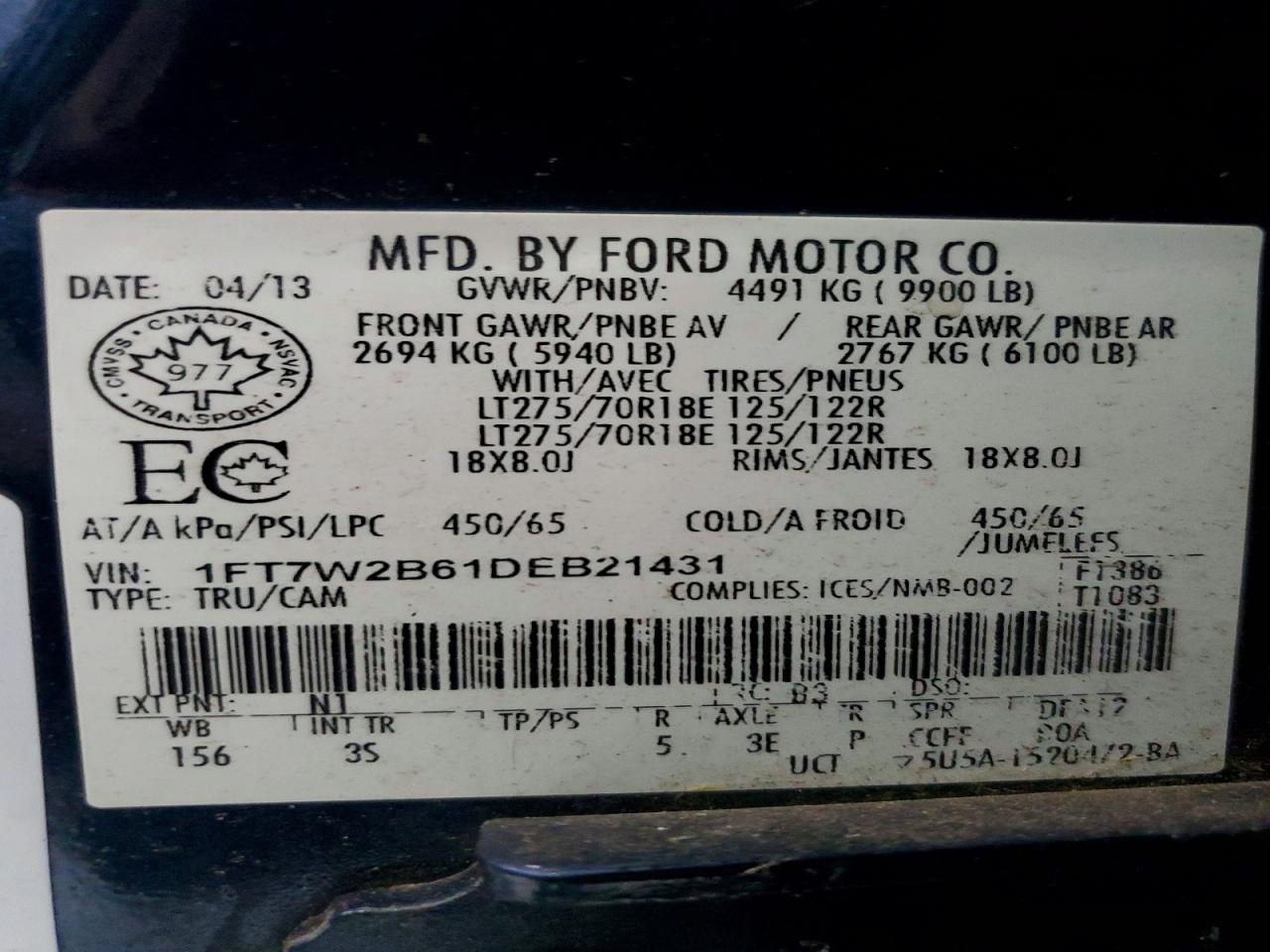 2013 Ford F250 Super Duty Blue vin: 1FT7W2B61DEB21431