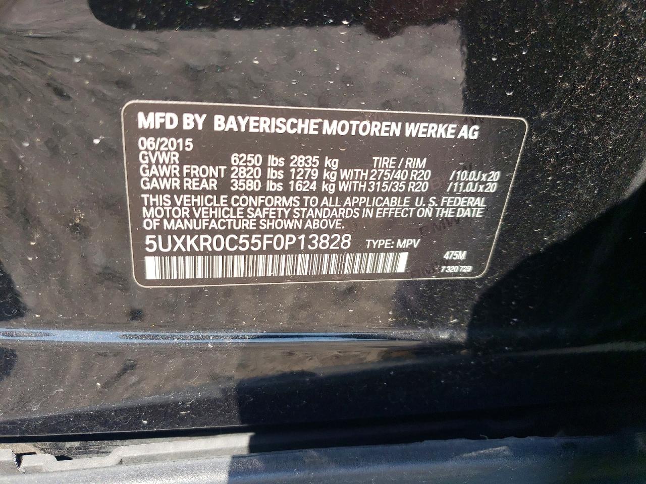 2015 Bmw X5 Xdrive35i Black vin: 5UXKR0C55F0P13828