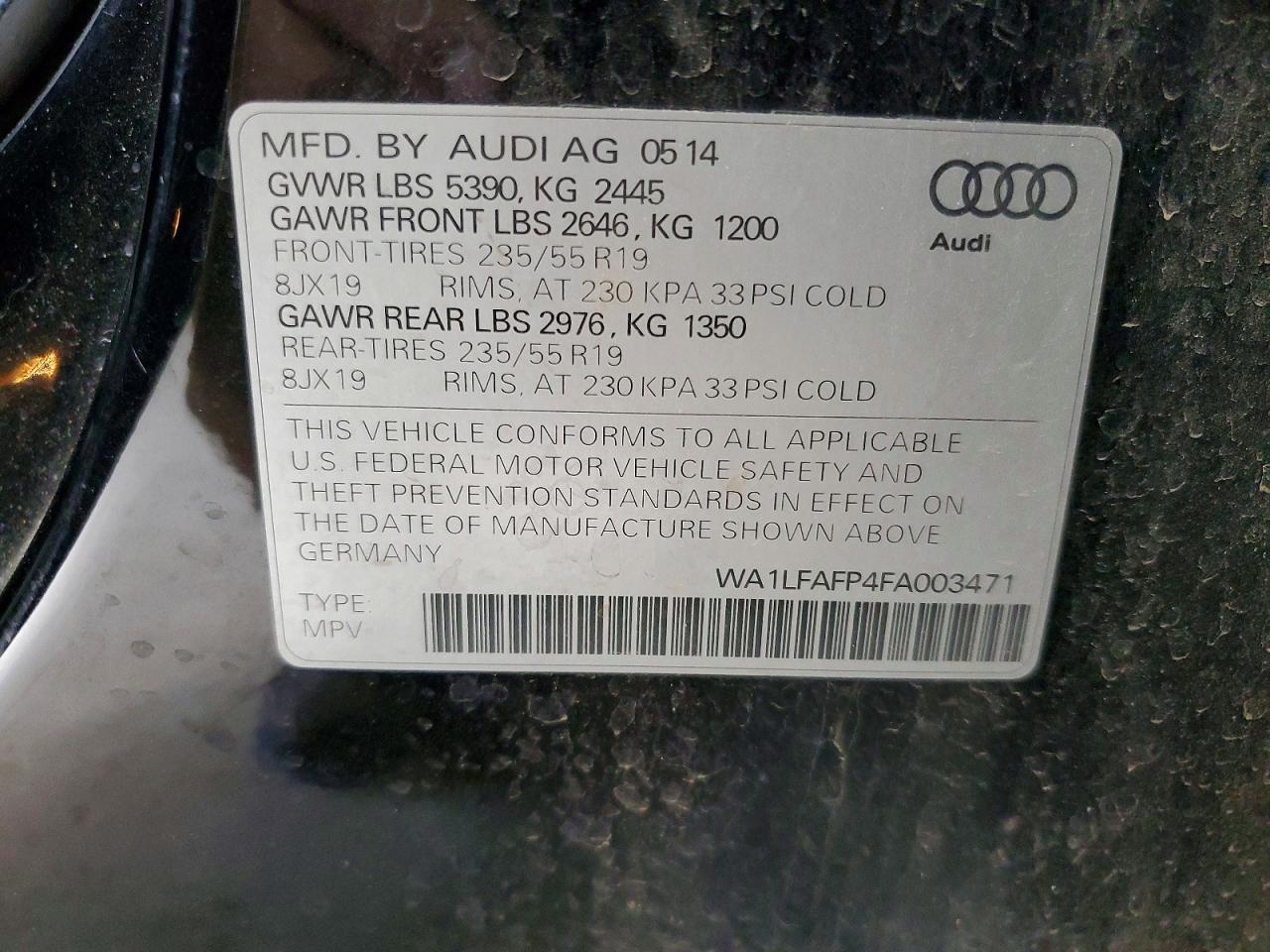 2015 Audi Q5 Premium Plus Black vin: WA1LFAFP4FA003471