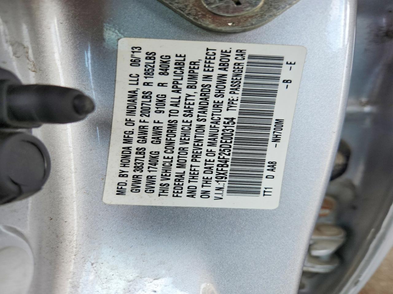 2013 Honda Civic Hybrid Silver vin: 19XFB4F25DE003154