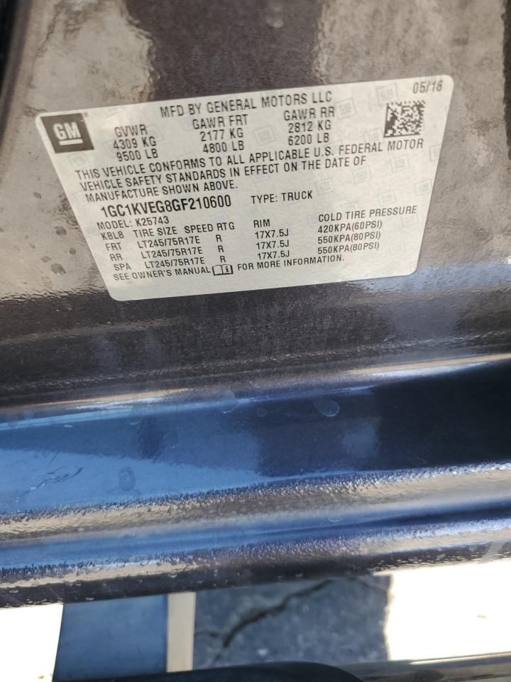 2016 Chevrolet Silverado K2500 Heavy Duty Lt Charcoal vin: 1GC1KVEG8GF210600