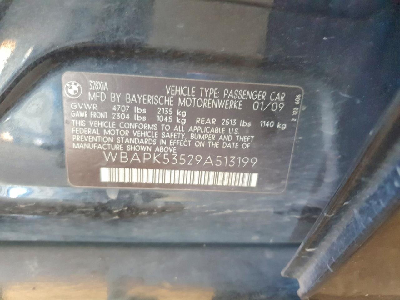 2009 Bmw 328 Xi Sulev Черный vin: WBAPK53529A513199