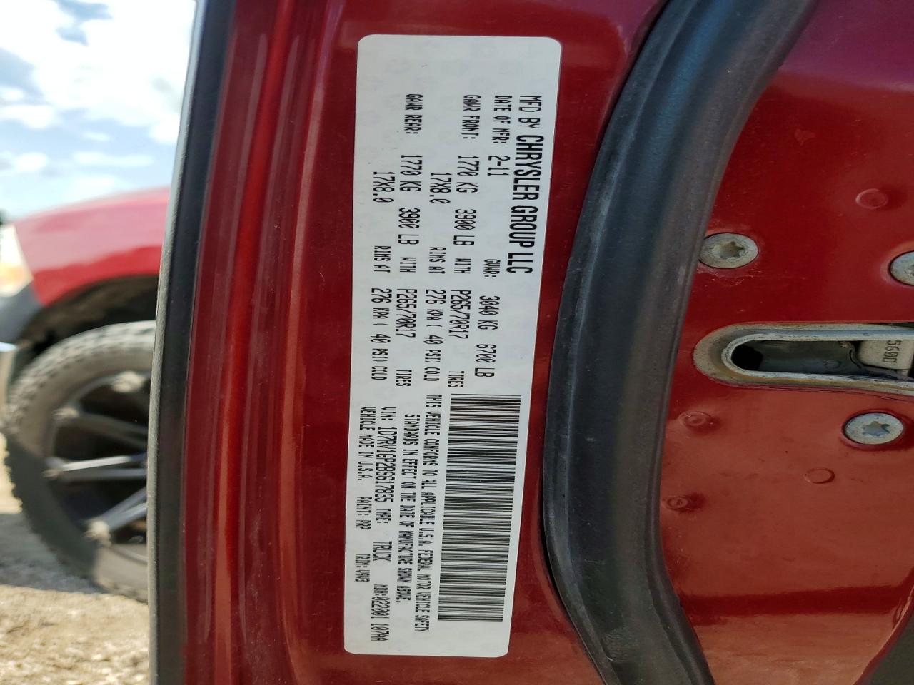 2011 Dodge Ram 1500 Red vin: 1D7RV1GP2BS617835