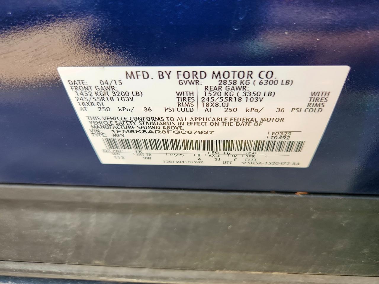 2015 Ford Explorer Police Interceptor Blue vin: 1FM5K8AR8FGC67927