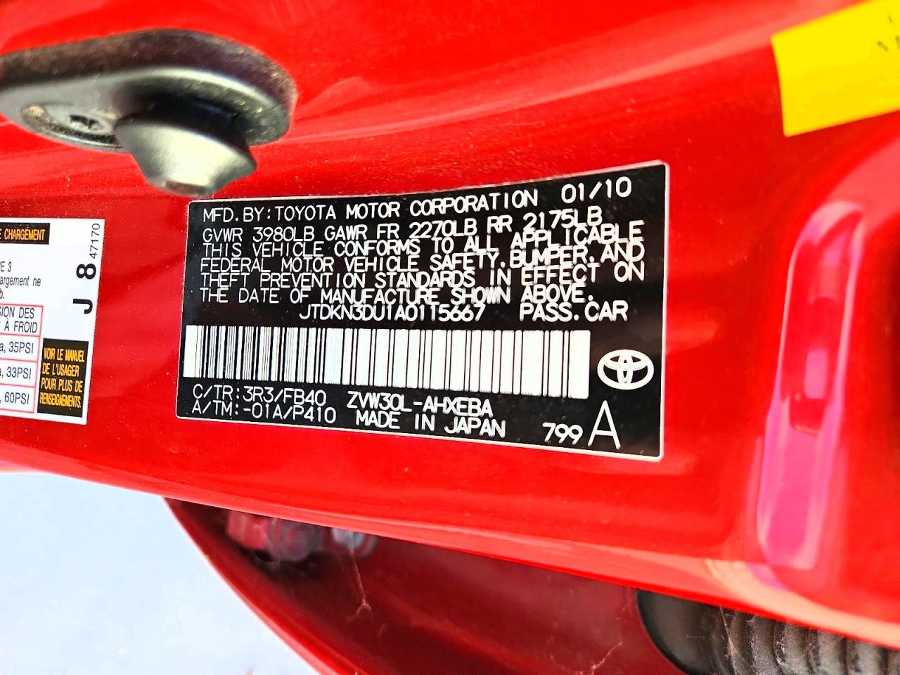 2010 Toyota Prius Iii Red vin: JTDKN3DU1A0115667