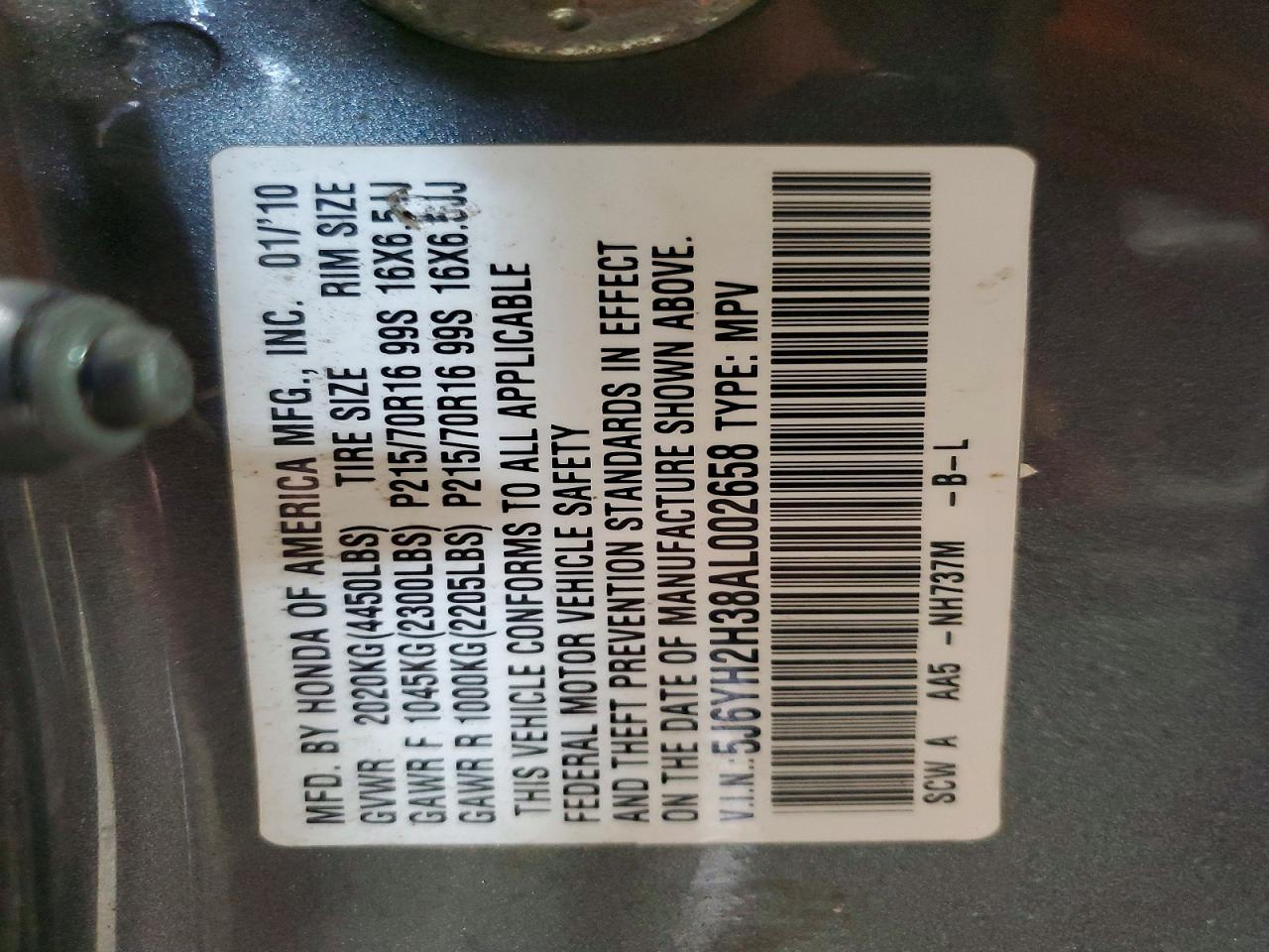 2010 Honda Element Lx Gray vin: 5J6YH2H38AL002658