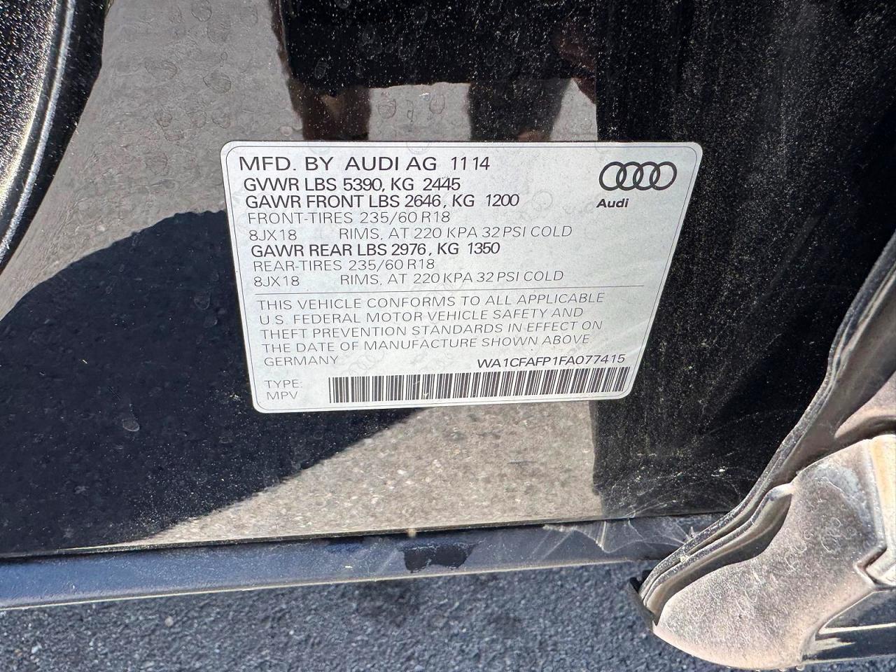 2015 Audi Q5 Premium Black vin: WA1CFAFP1FA077415