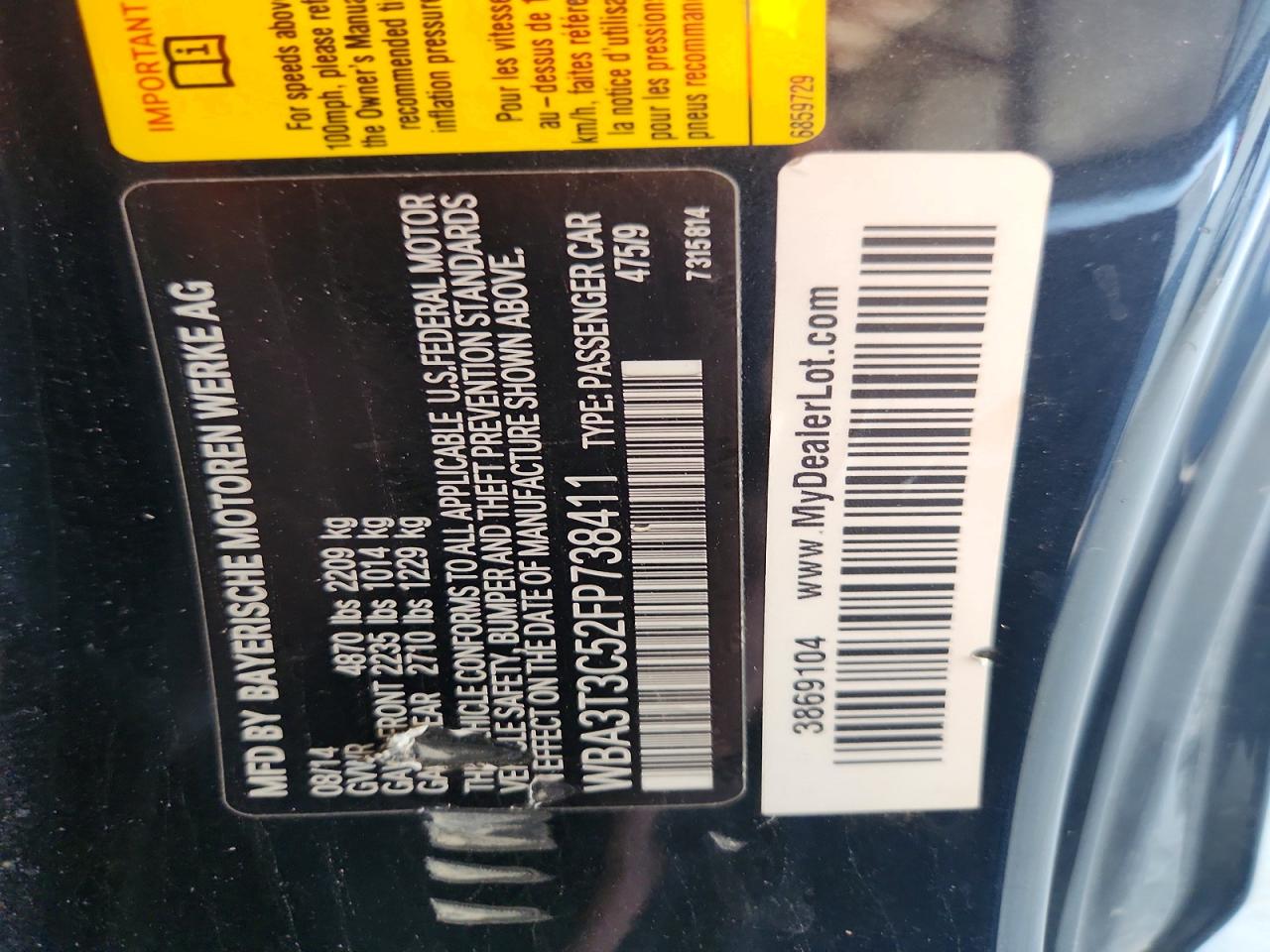 2015 Bmw 435 I Black vin: WBA3T3C52FP738411