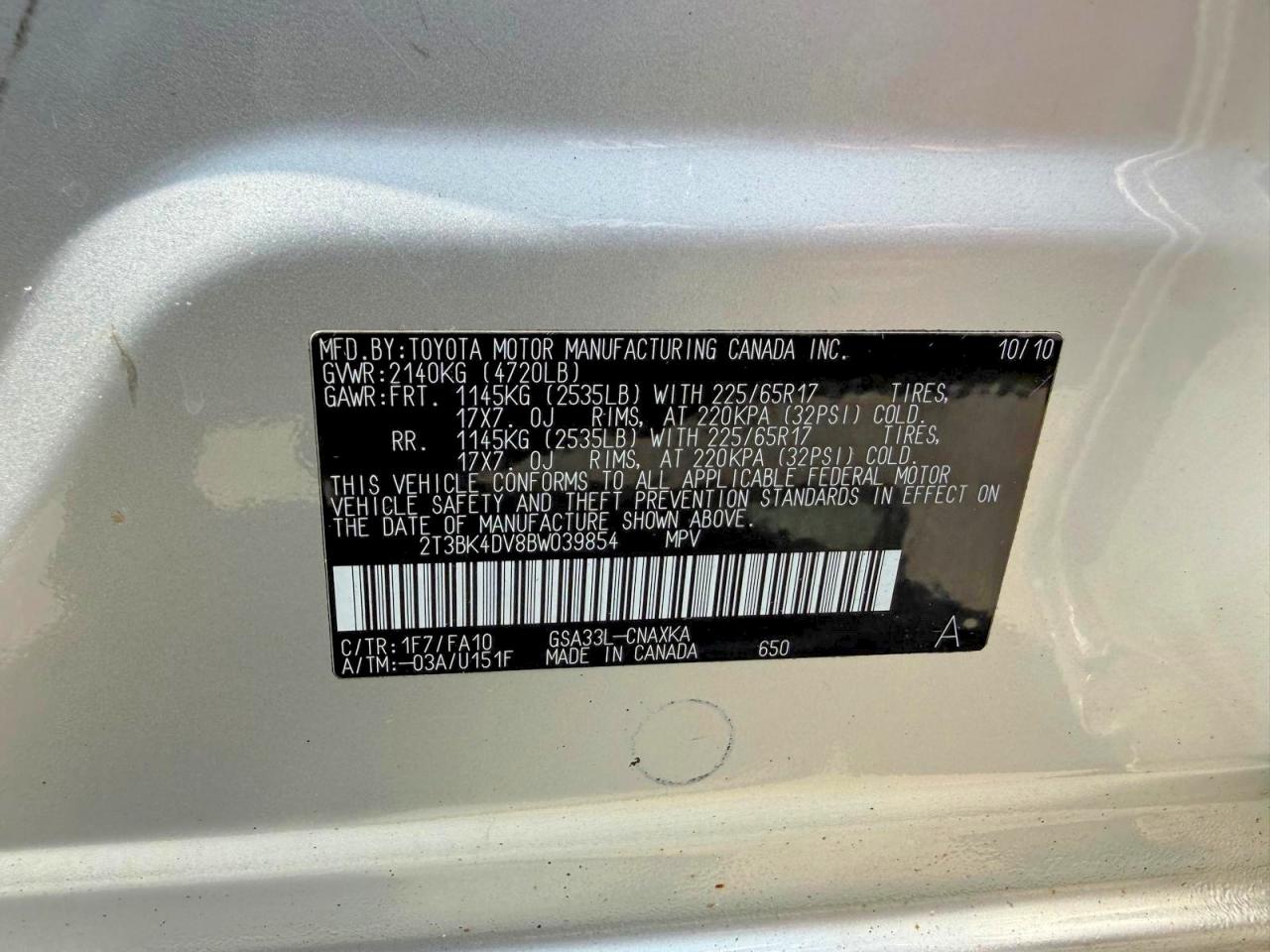 2011 Toyota Rav4 Base Gray vin: 2T3BK4DV8BW039854