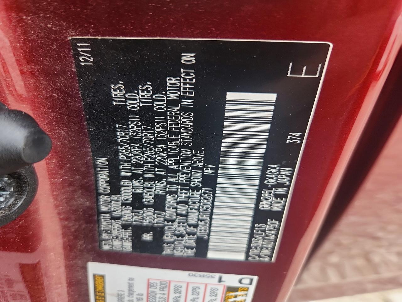 2012 Toyota 4runner Sr5 Red vin: JTEBU5JR1C5082671