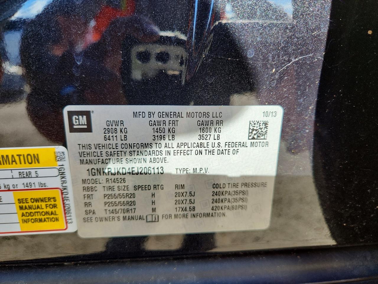 2014 Chevrolet Traverse Ltz Черный vin: 1GNKRJKD4EJ206113