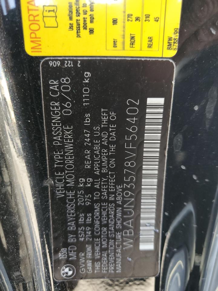 2008 Bmw 135 I Black vin: WBAUN93578VF56402