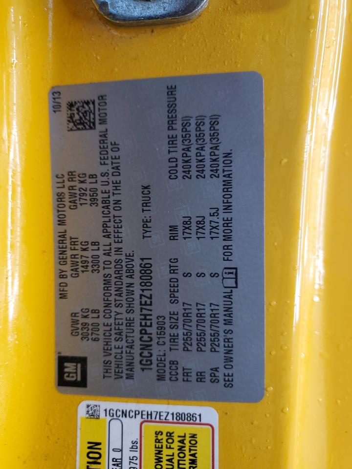 2014 Chevrolet Silverado C1500 Yellow vin: 1GCNCPEH7EZ180861