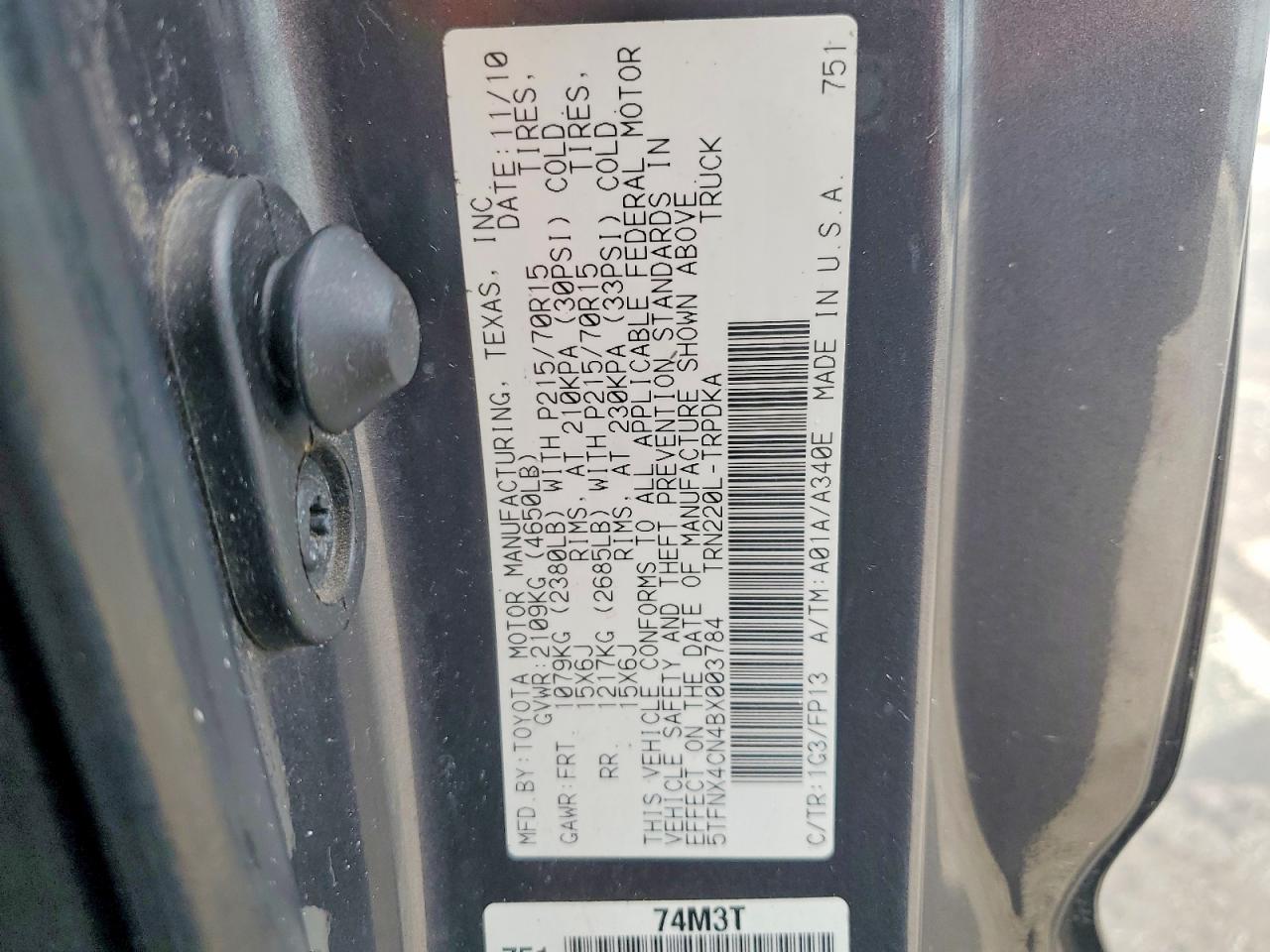 2011 Toyota Tacoma Base Silver vin: 5TFNX4CN4BX003784