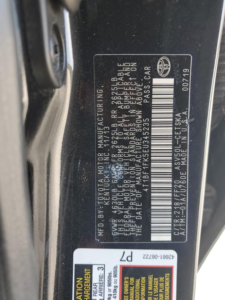 2014 Toyota Camry L Black vin: 4T1BF1FK5EU345235