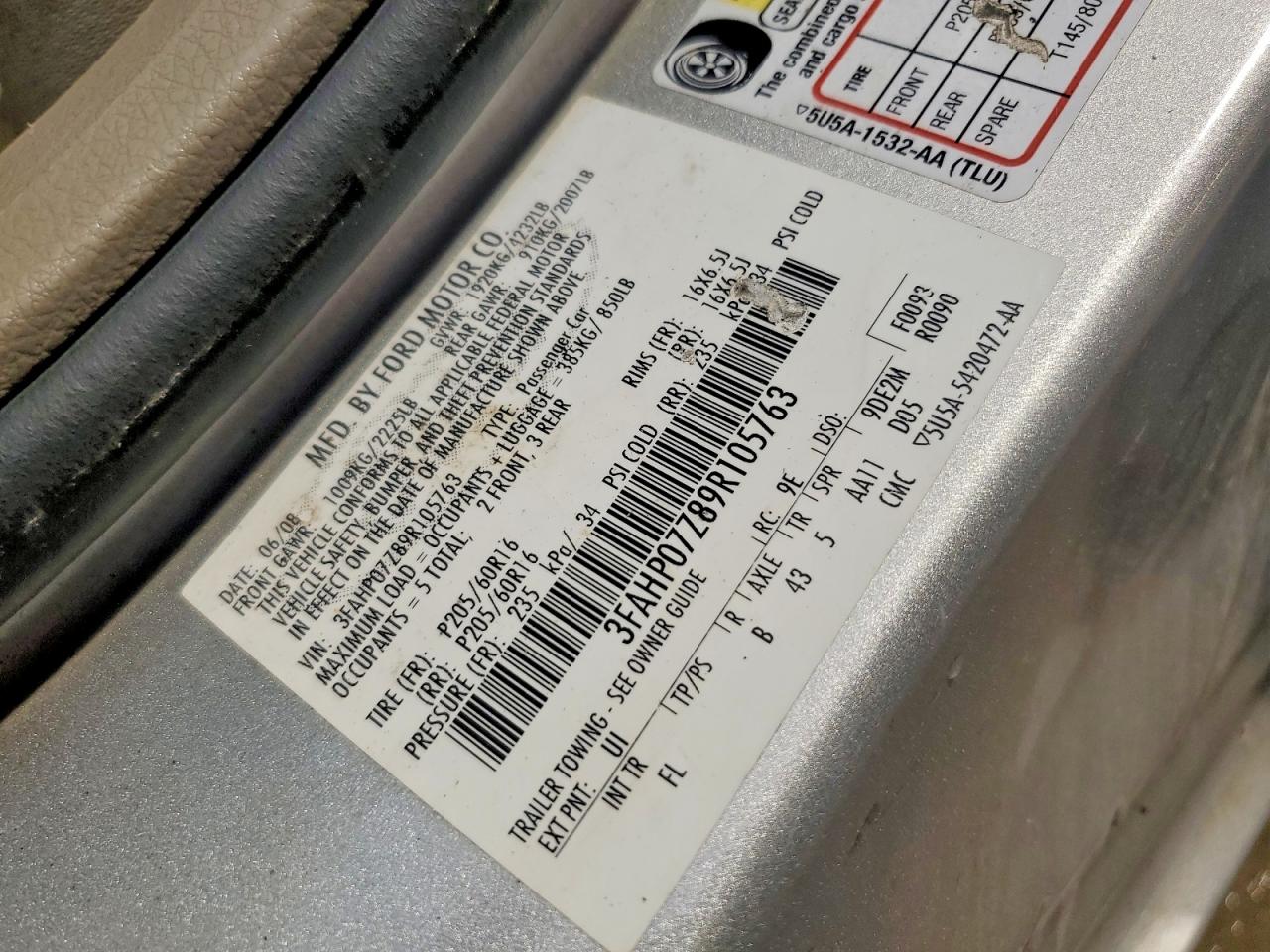 2009 Ford Fusion Se Silver vin: 3FAHP07Z89R105763