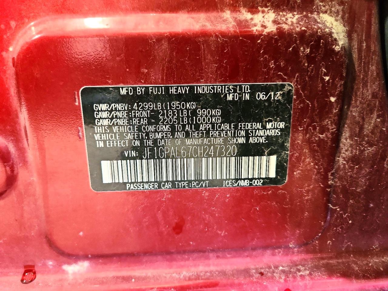 2012 Subaru Impreza Sport Premium Maroon vin: JF1GPAL67CH247320