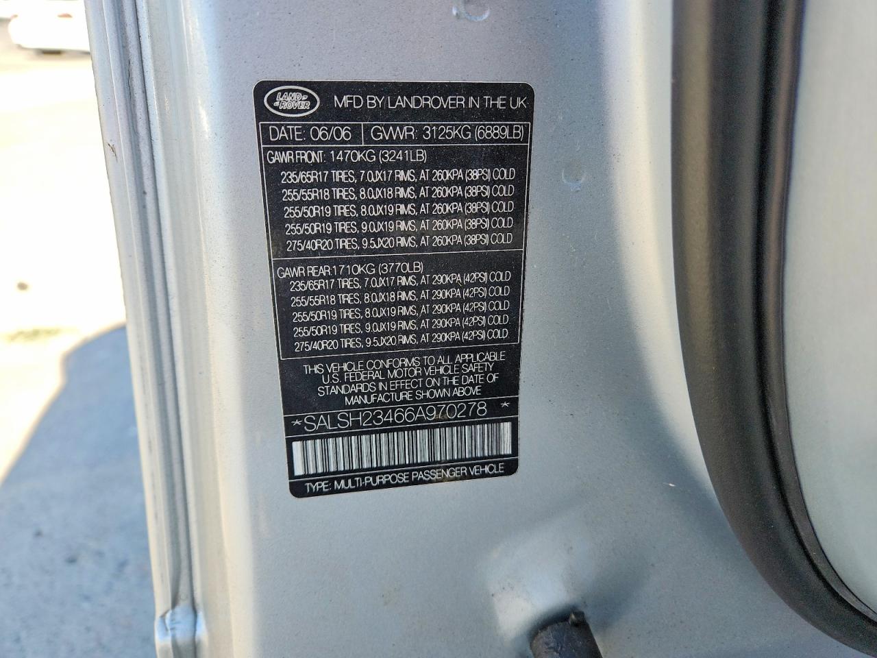 2006 Land Rover Range Rover Sport Supercharged Silver vin: SALSH23466A970278
