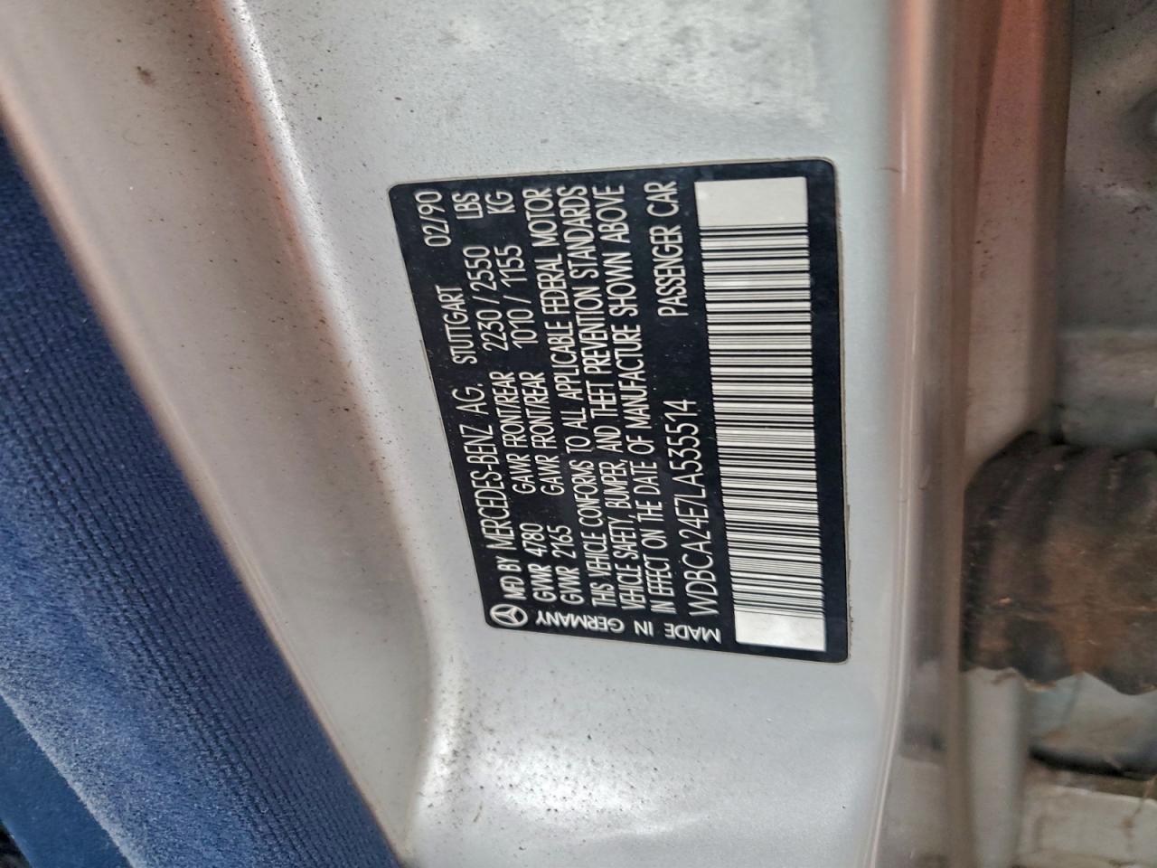 1990 Mercedes-benz 300 Se Silver vin: WDBCA24E7LA535514