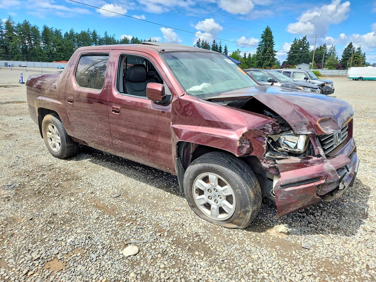 2007 Honda Ridgeline Rtl Maroon vin: 2HJYK16527H003442