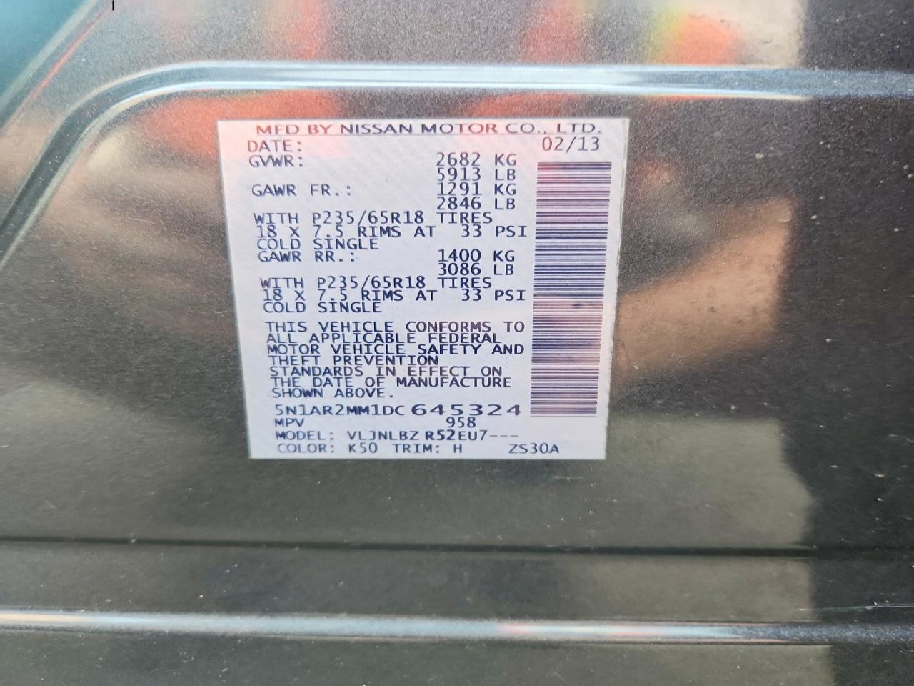 2013 Nissan Pathfinder S Gray vin: 5N1AR2MM1DC645324