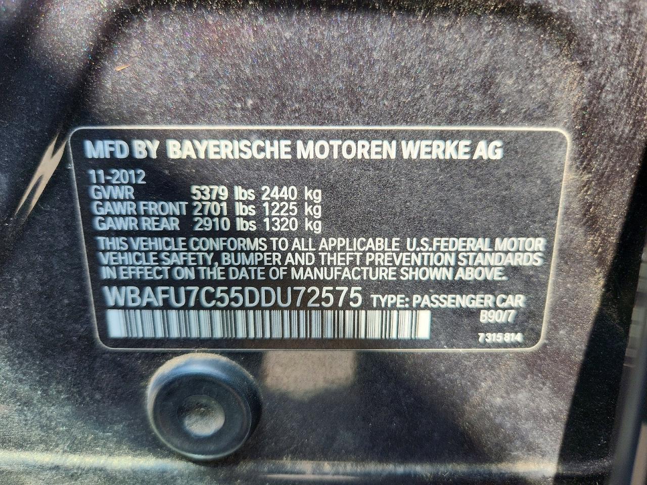 2013 Bmw 535 Xi Gray vin: WBAFU7C55DDU72575