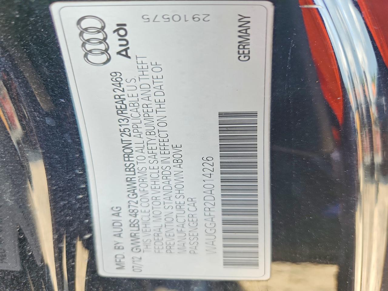 2013 Audi S5 Premium Plus Black vin: WAUGGAFR2DA014226