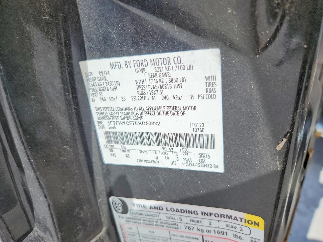 2014 Ford F150 Supercrew Black vin: 1FTFW1CF7EKD50882