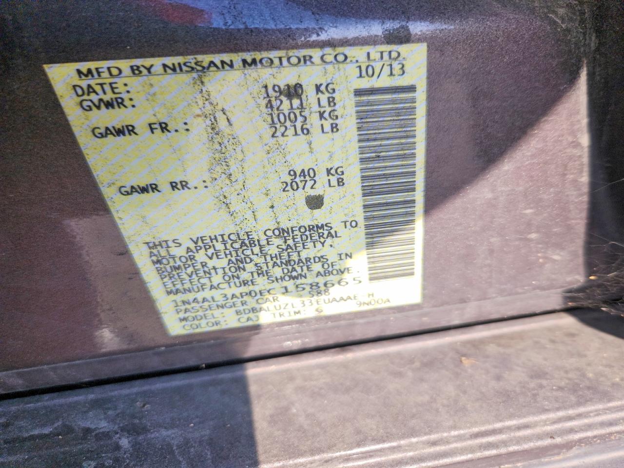 2014 Nissan Altima 2.5 Sv Gray vin: 1N4AL3AP0EC158665