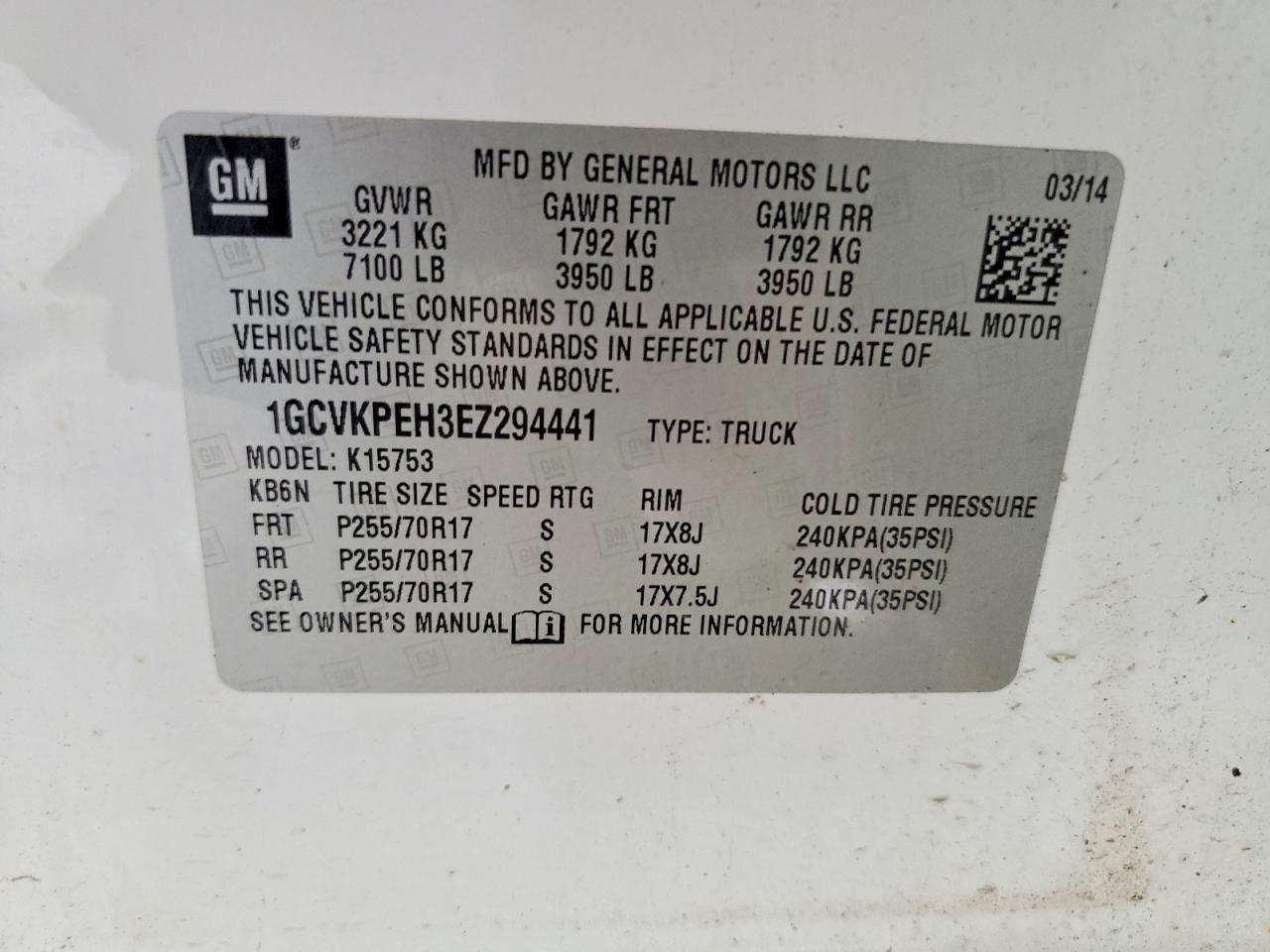 2014 Chevrolet Silverado K1500 White vin: 1GCVKPEH3EZ294441