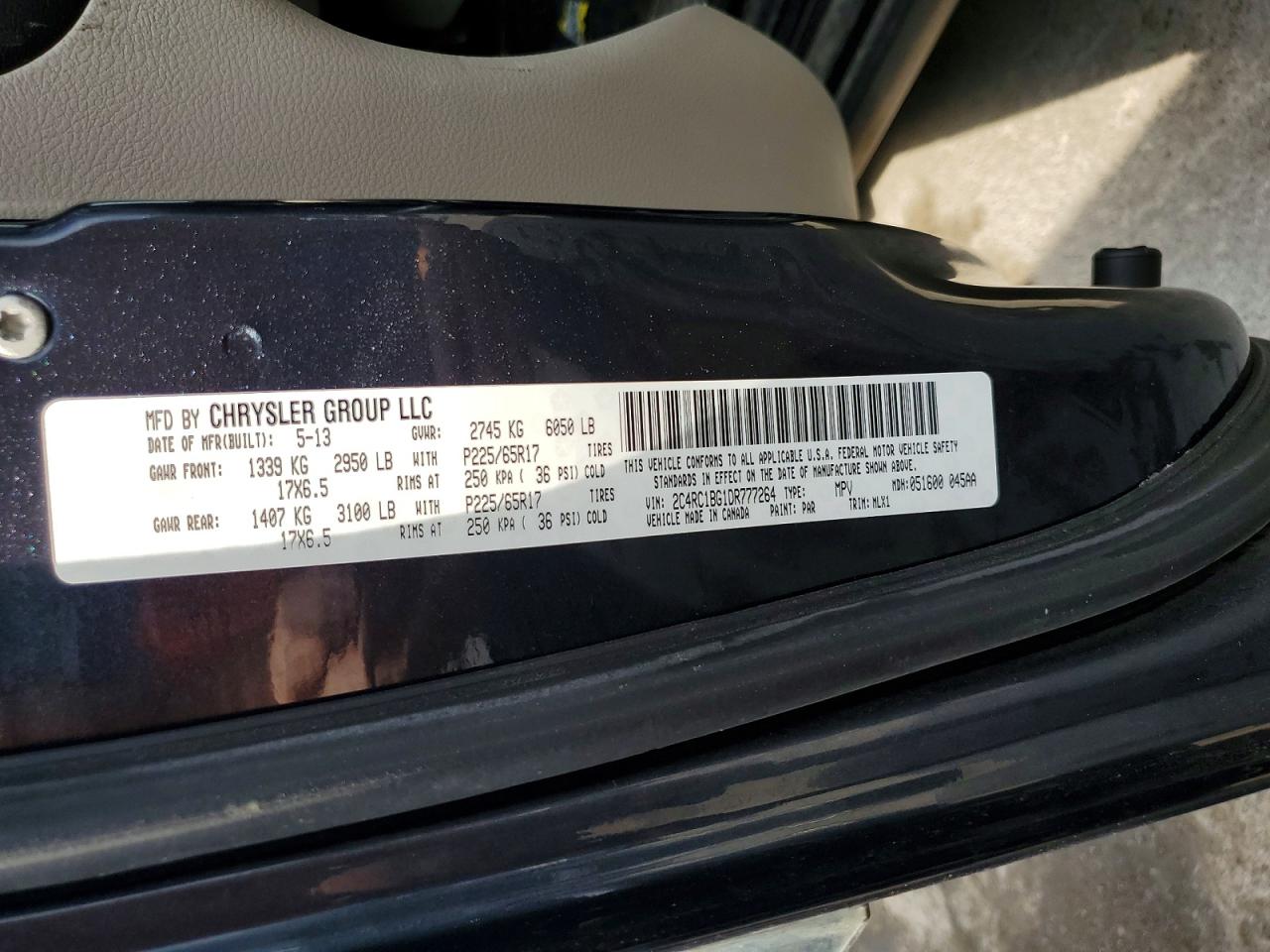2013 Chrysler Town & Country Touring Blue vin: 2C4RC1BG1DR777264