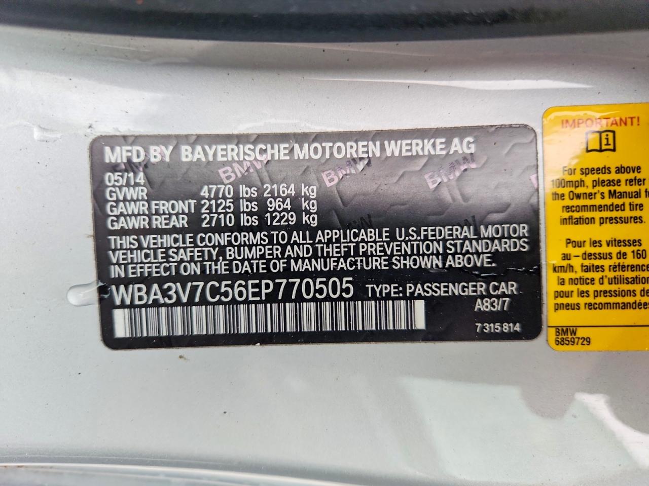 2014 Bmw 428 I Sulev Silver vin: WBA3V7C56EP770505