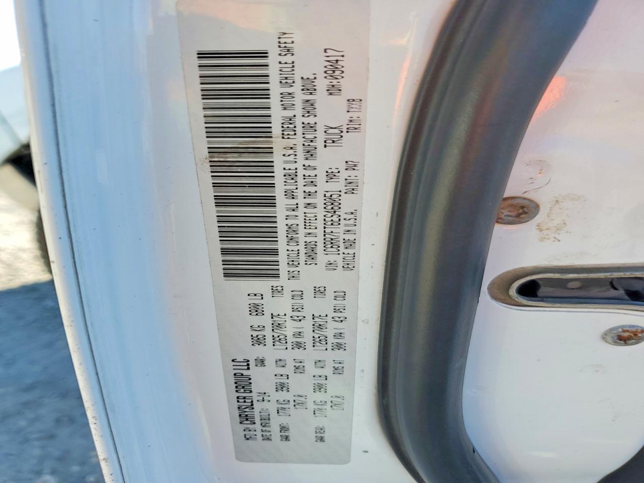 2014 Ram 1500 St Белый vin: 1C6RR7FT6ES468051