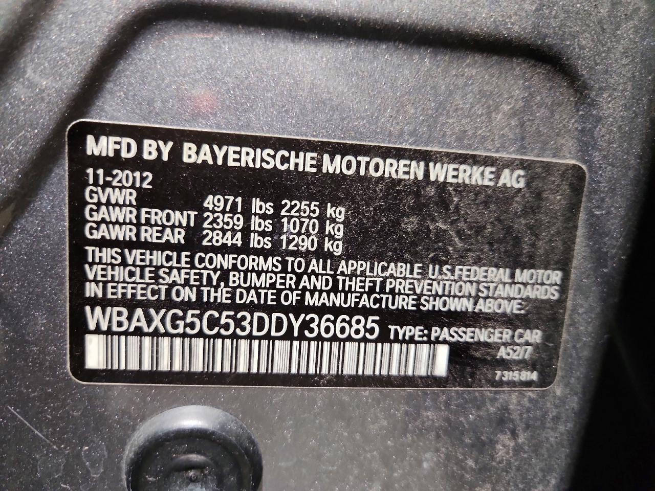 2013 Bmw 528 I Gray vin: WBAXG5C53DDY36685