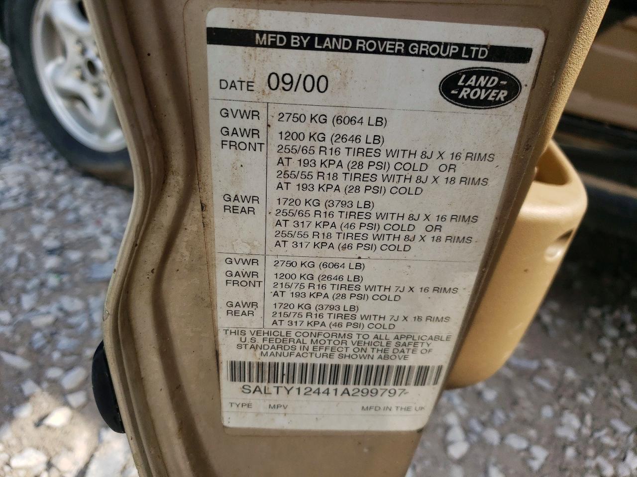 2001 Land Rover Discovery Ii Se Silver vin: SALTY12441A299797